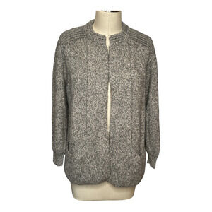 Peruvian Link Alpaca Collection Grey Open Front Cardigan Sweater W. Pockets Sz M
